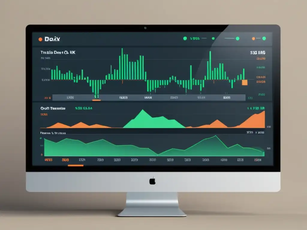 Una interfaz de plataforma de trading minimalista y ultradetallada, con diseño moderno y controles intuitivos