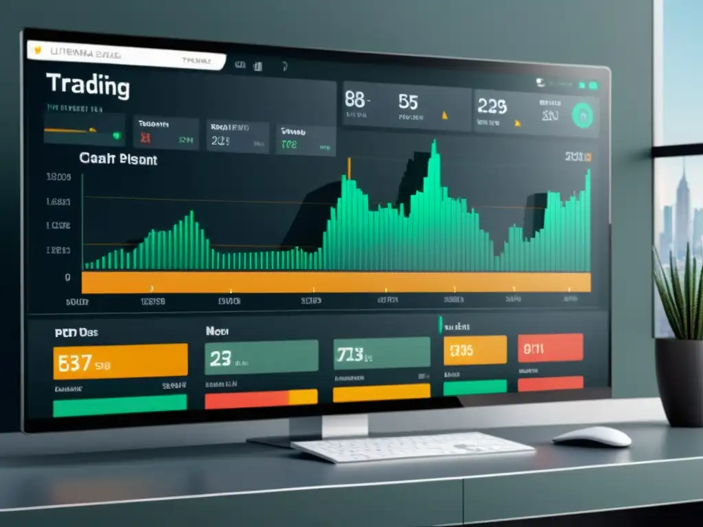 Interfaz de plataforma de trading minimalista con diseño moderno en 8k