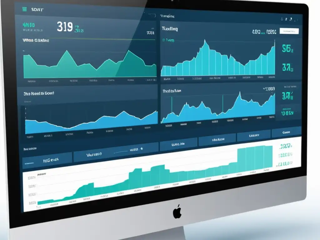 Interfaz de plataforma de trading moderna y minimalista para austriacos, con gráficos detallados y controles intuitivos en tonos azules y blancos