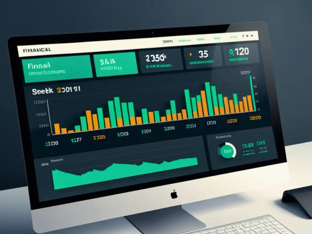 Interfaz del software de gestión financiera austriaco: diseño minimalista, gráficos detallados y sofisticación tecnológica