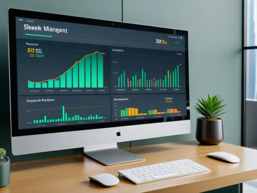 Interfaz de software de gestión financiera con diseño limpio, gráficos precisos y principios económicos austriacos