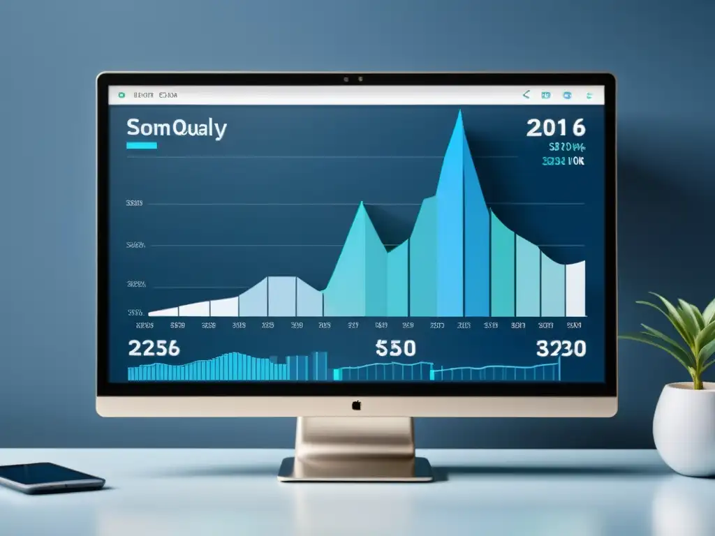 Una interfaz de software de gestión financiera con gráficos limpios y colores profesionales, transmitiendo eficiencia y principios económicos