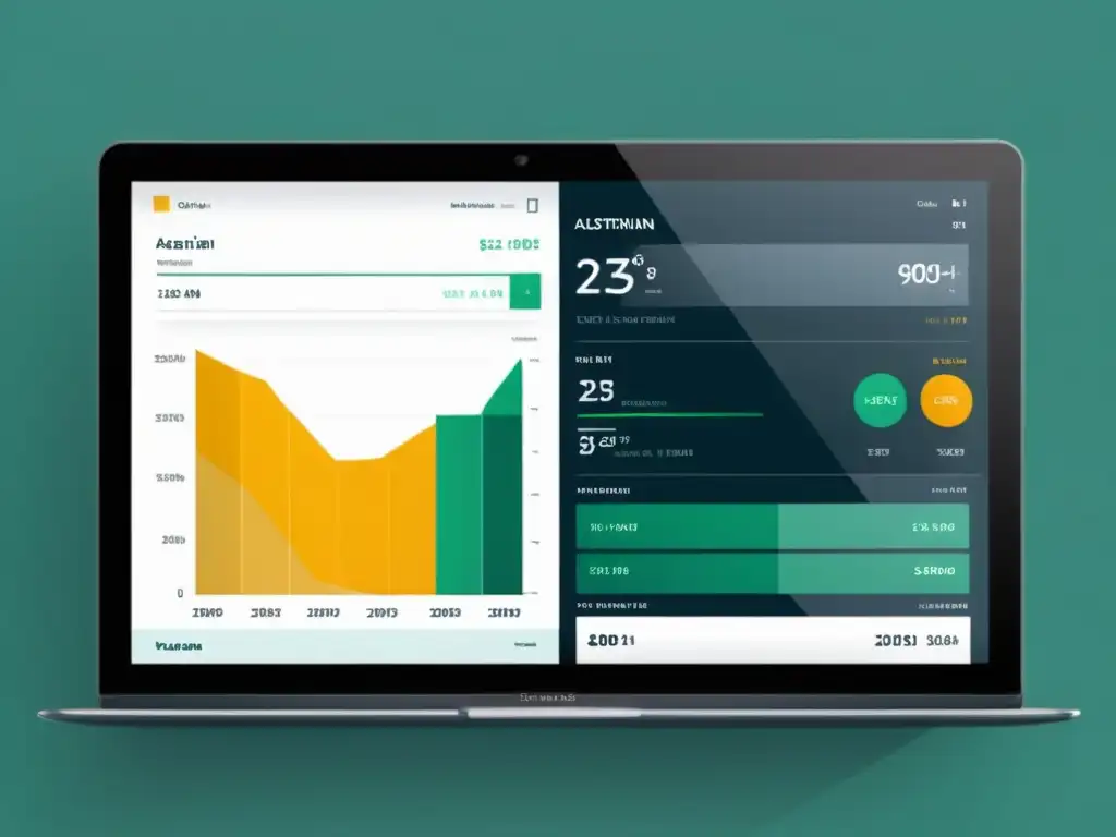 Interfaz software gestión finanzas Escuela Austriaca: moderna, eficiente y sofisticada, con gráficos y datos financieros