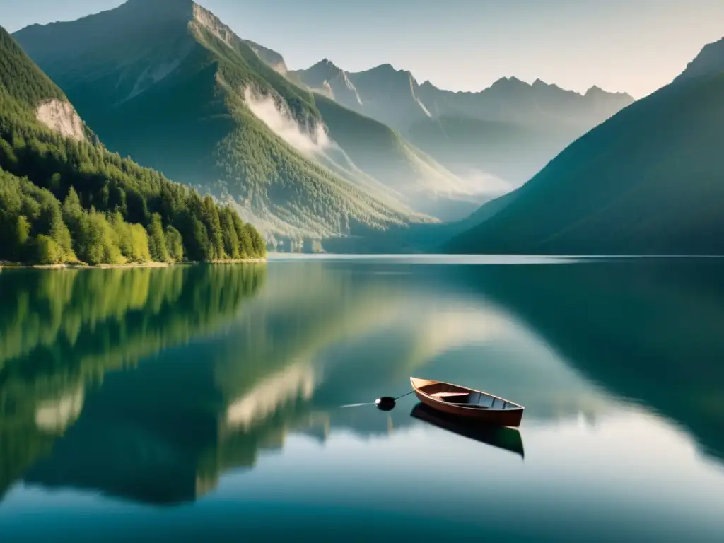 Un lago tranquilo refleja las montañas