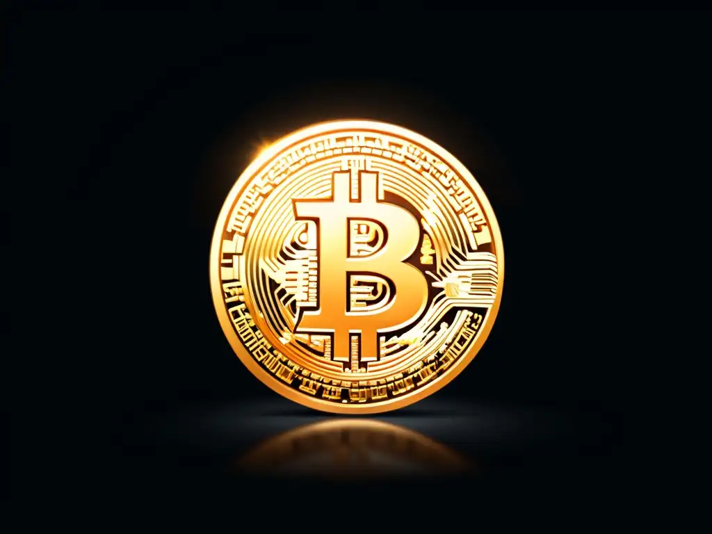 Logotipo de Bitcoin en estilo minimalista sobre fondo negro, reflejando confianza y sofisticación como reserva de valor
