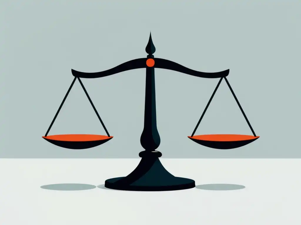 Equilibrio entre riesgo y seguros: ilustración minimalista Ilustración minimalista de una balanza con 'riesgo' y 'seguros', reflejando el dilema de los seguros en economía austriaca