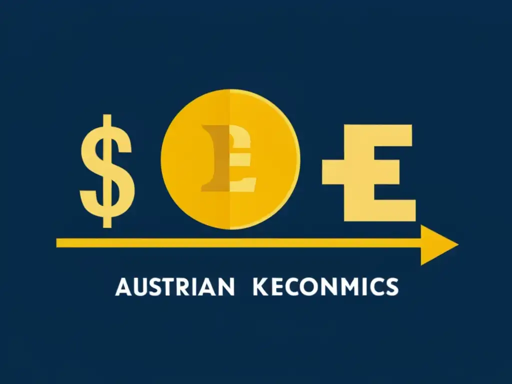 Ilustración minimalista que contrasta la Escuela Austriaca y la Nueva Economía Keynesiana