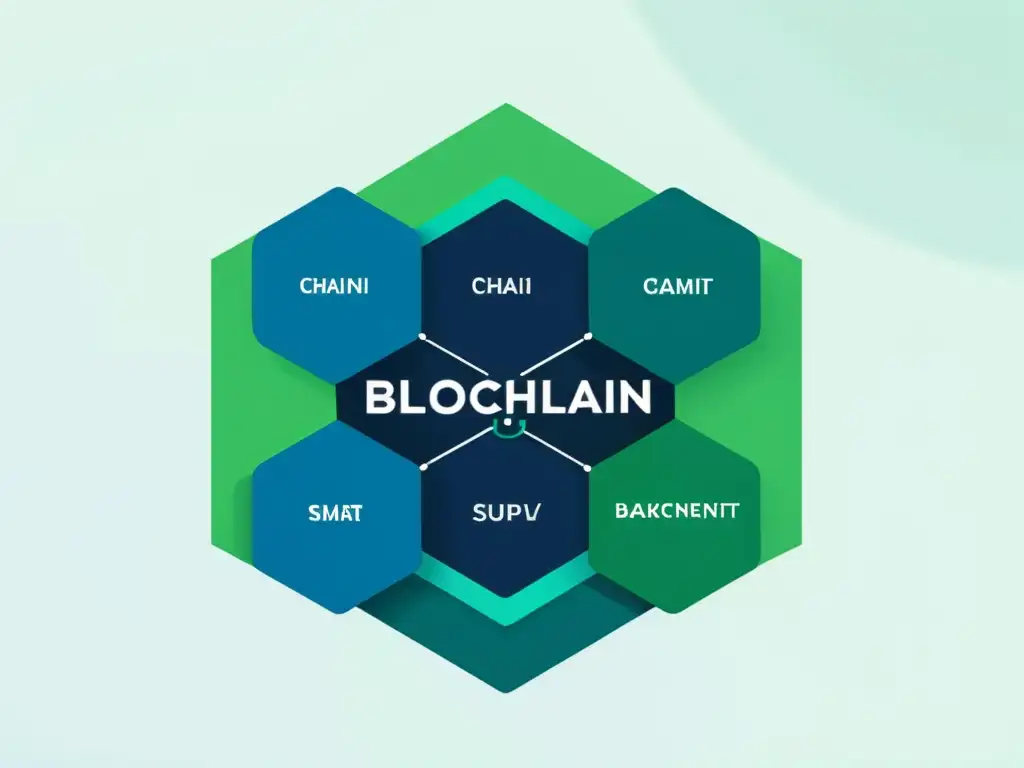 Red de bloques blockchain: complejidad en azul y verde Una representación minimalista de una red blockchain, con bloques interconectados que representan transacciones, en tonos azules y verdes