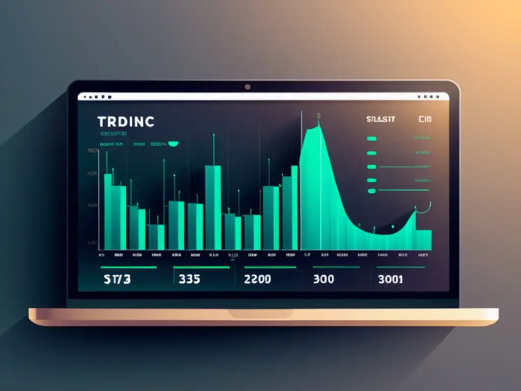 Una plataforma de trading algorítmico futurista con optimización de carteras con IA, diseño elegante y tecnología de vanguardia