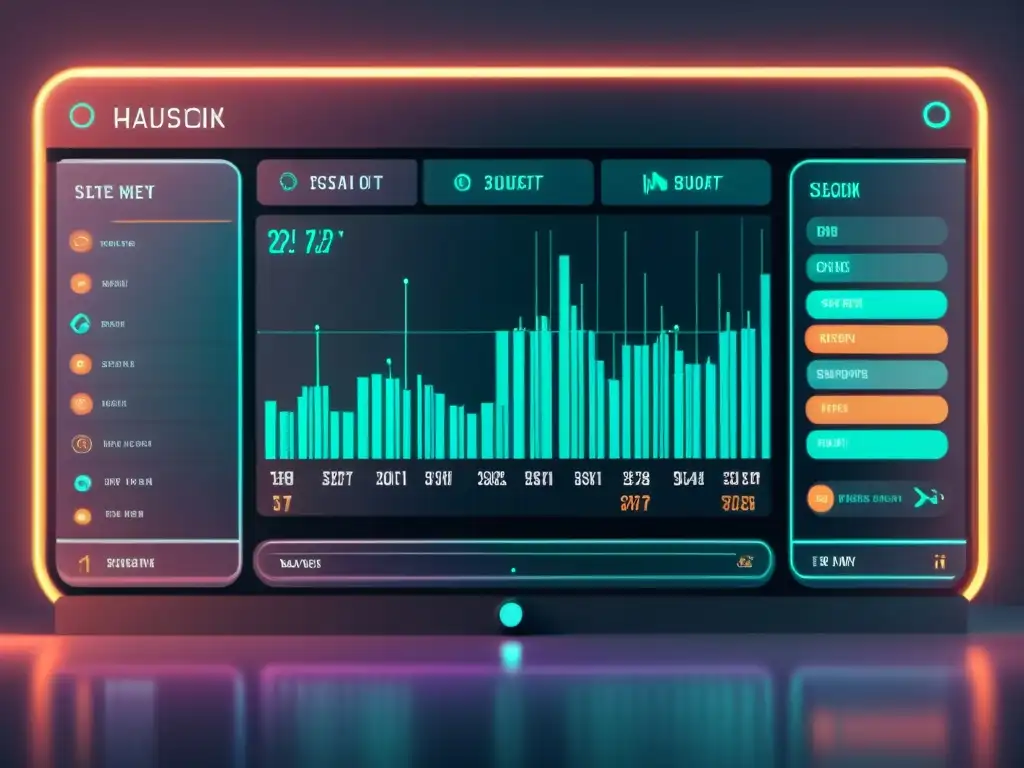 Plataforma de trading futurista con predicciones algorítmicas basadas en la filosofía de Hayek