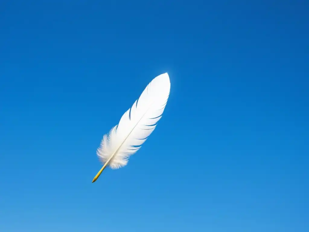 Pluma blanca flotando en cielo azul, simbolizando una política sin inflación guiada por principios austriacos