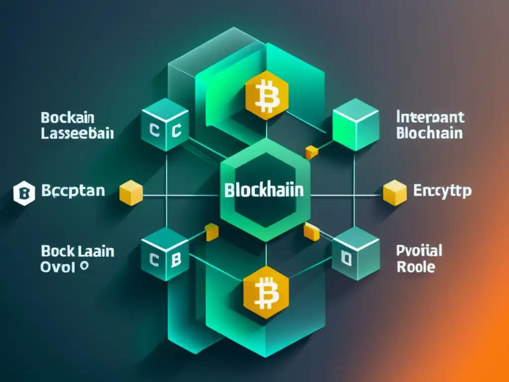 Una red de blockchain transparente con bloques interconectados, simbolizando su papel como catalizador del laissez-faire económico