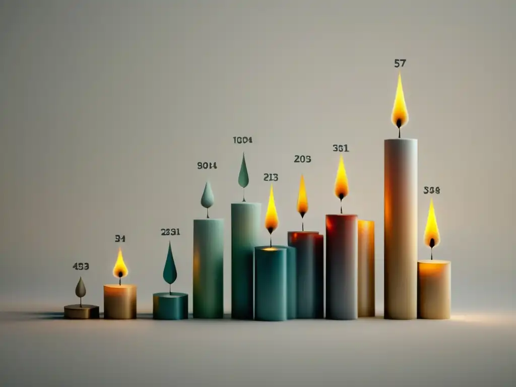 Una representación serena y minimalista de un gráfico de velas con líneas limpias y colores suaves