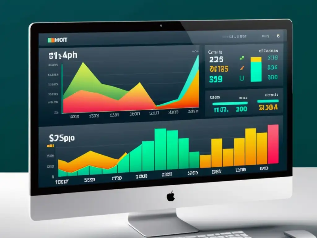 Software de gestión financiera para ciclo económico: Imagen detallada de interfaz moderna, gráficos vibrantes y análisis avanzado en colores dinámicos