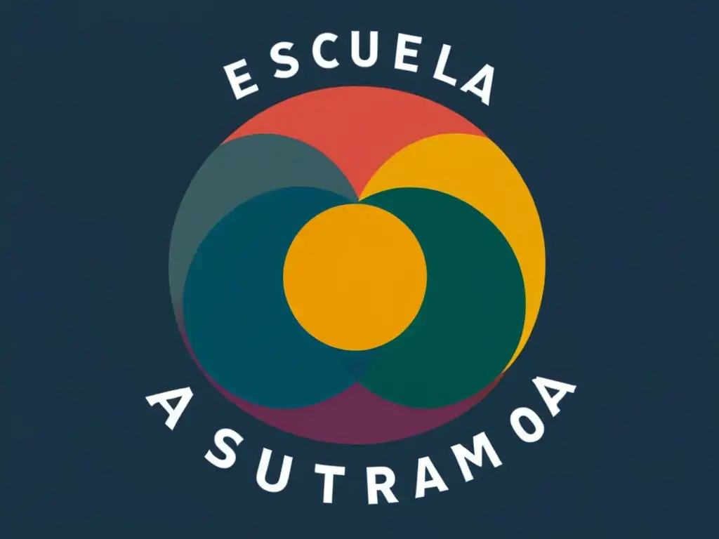 Vibrante Venn diagrama muestra cómo la Escuela Austriaca complementa el monetarismo, con diseño minimalista y colores llamativos