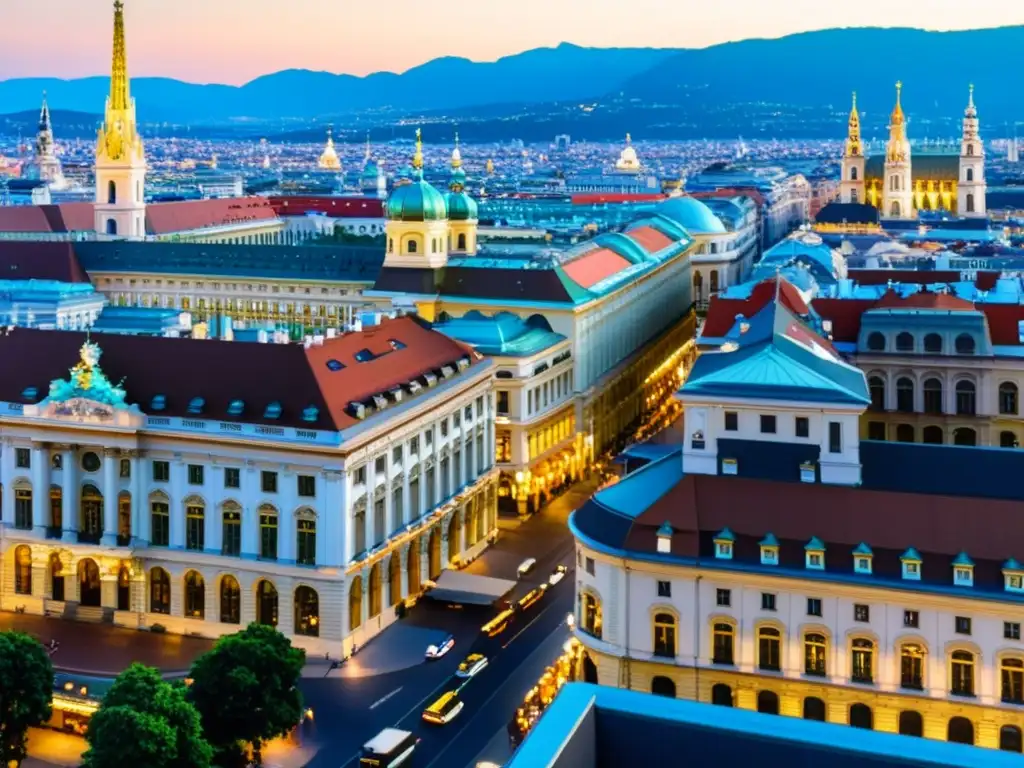 Vista panorámica de Viena, con su arquitectura histórica y calles animadas