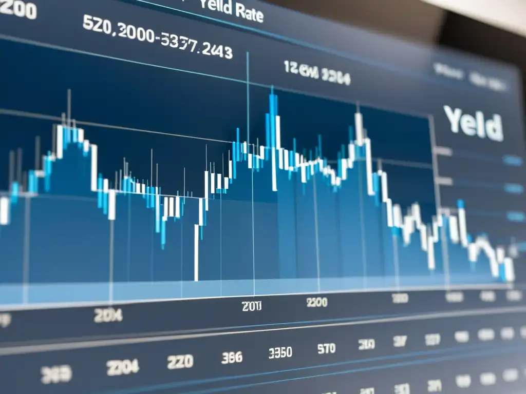 Una visualización detallada y moderna de la curva de rendimiento e indicadores de tasas de interés